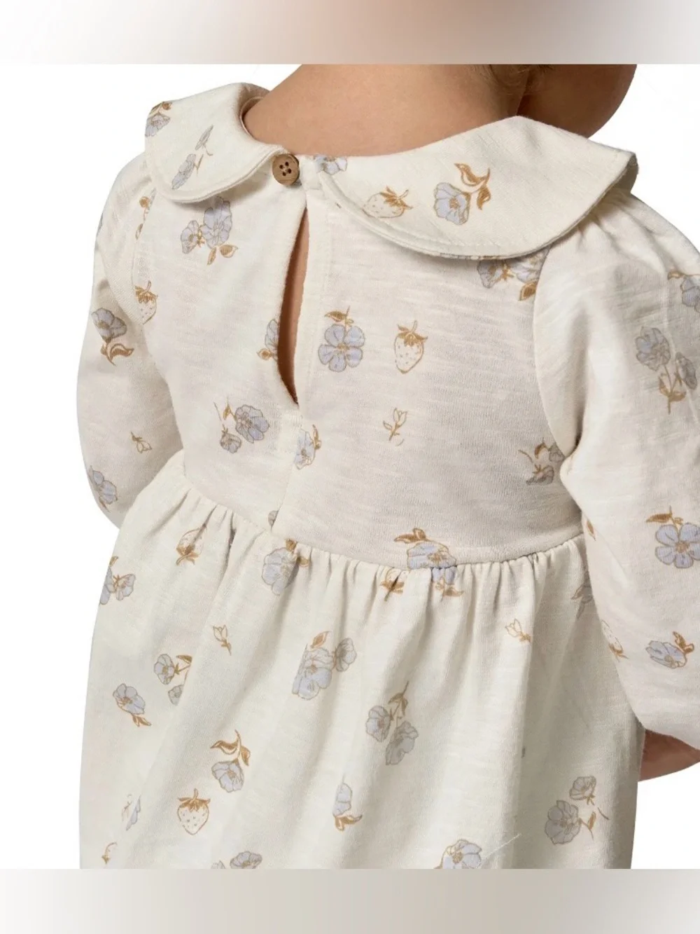Modern Moments 12M Smocked Cotton Cream Blue Floral Bubble Romper Boho Fall